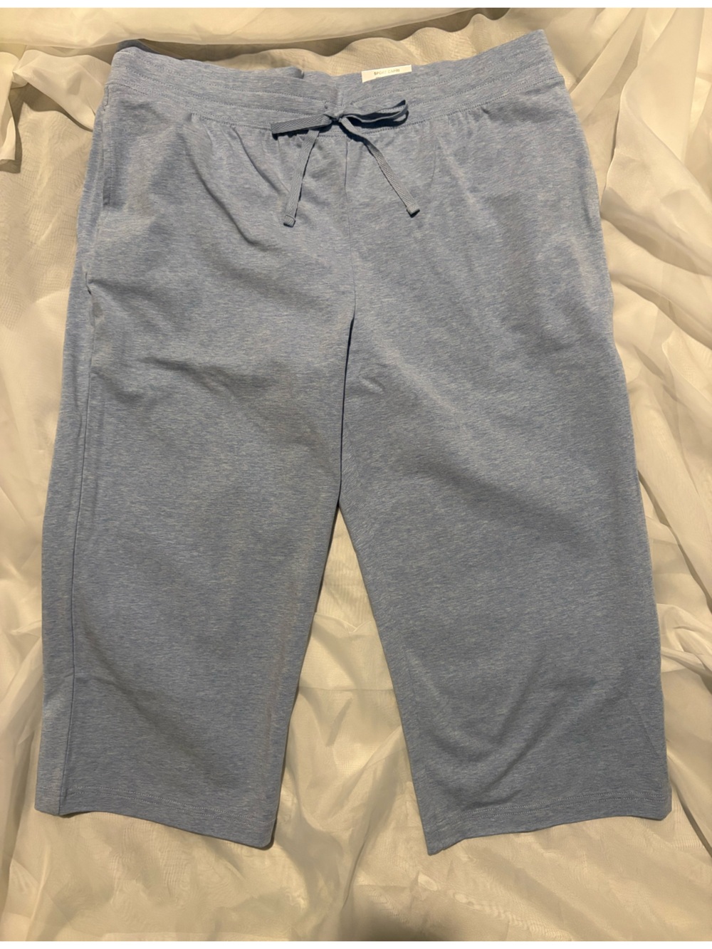Karen Scott Blue Heather Knit Drawstring Athletic Crop Pants 95% Cotton NWT